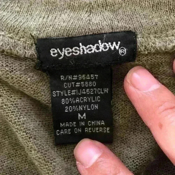 Eyeshadow Super Thin Light Front Buttons Olive Green? Cardigan Women Medium - Picture 8 of 8